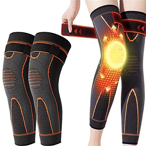 Ginocchiera autoriscaldante per digitopressione in tormalina, Ginocchiere Modellanti per digitopressione in Artemisia, Ginocchiere autoriscaldanti per Uomo e Donna (Orange,XL)