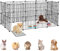 YRHome Freigehege Gittergehege für Kaninchen Hasen Meerschweinchen Gehege Freilauf Hamster Welpengehege Kleintiergehege Hasenstall Laufgitter Kleintierkäfig 24-Platten mit Türen Schwarz 142x72x72cm