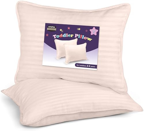 Utopia Bedding Kopfkissen Kleinkind 40 x 60 cm, 2er Set Kinderkopfkissen, Atmungsaktiv Polybaumwolle Gewebe, Kinderkissen zum Schlafen, Kissen für Kleinkinder, Für Kinder ab 2 Jahren (Hellrosa)