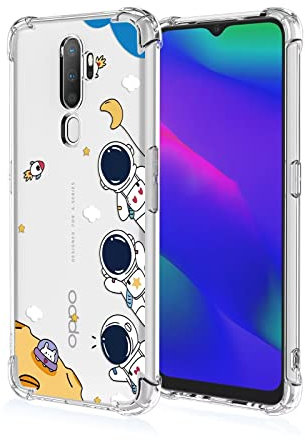 Topme Coque pour Oppo A9 2020 / Oppo A5 2020 (6.5 inches), Étui de Téléphone Portable en Silicone TPU Souple avec Motif Peint Transparent - Astronaute 1