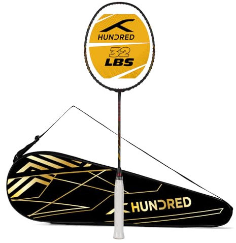 Hundred Rock 88 Racket with Full Racket Cover | Color: Matte black | Size: One Size | Grip Size: G6 | Material: Carbon Fibre | 82 Grams | Unstrung | Lightweight