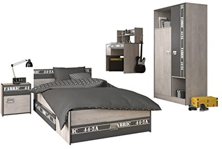 Jugendzimmer Fabric 12 von Parisot 5 teiliges Komplett Set in Esche und Grau…