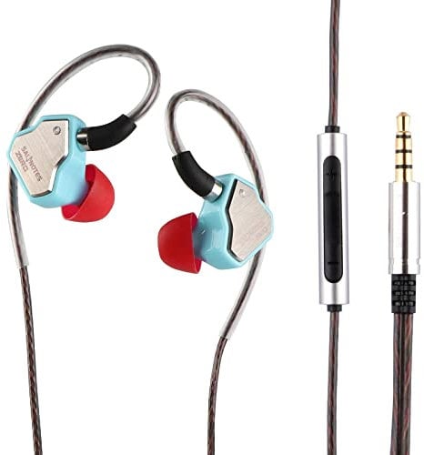 Linsoul 7Hz Salnotes Zero HiFi 10mm Dynamic Driver in-Ear Auricolare IEM composito piastra frontale in acciaio inossidabile Cavo OFC a 2 pin staccabile (blu, con microfono, 3,5 mm)
