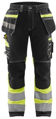 Blaklader Pantalon de Travail Haute visibilité Stretch 1794 - Noir/Jaune Fluo S - FR(40) - SE(C46) - Longues - Vêtements Haute visibilité