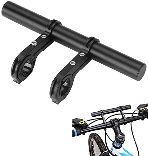 WUDQIJI Fahrrad Lenker Extender Halterung 20cm Fahrrad Lenkerverlängerung Doppel Bike Lenker Extender Fahrradlenker Extender für Mountainbike Tachometer Handy Tacho LED GPS (Schwarz)