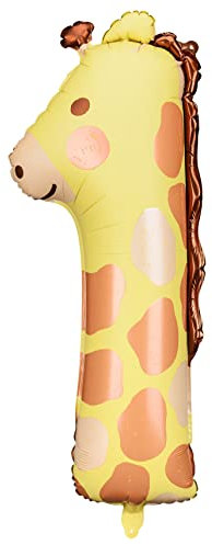 Ballon 1. Geburtstag XXL Folienballon 1 Giraffe Luftballon Zahl 1 Geschenk Kinder Safari Dschungel Deko 1st Birthday