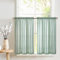 TOPICK Sheer Scheibengardinen Blaugrün H 115 x B 90 (cm) 2er Set mit Tunnelzug Transparent Bistrogadine Landhaus Voile Küchenvorhang Gestreift Küchengardinen Paarig für Badezimmer Klein Fenster