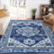 LuxFocus Teppiche Wohnzimmer Großer Teppich Blau 160x230 cm Vintage Floral Teppich Maschinenwaschbar Orientalisches Design Bodenmatte mit Kurzflor für Schlafzimmer Schmutzabweisend