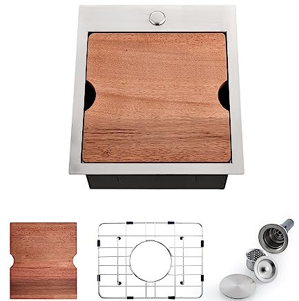 38,1 x 43,2 cm Drop-in Küche Bar Spüle, 38,1 cm Edelstahl Bar Spüle Workstation Küchenspüle Topmount Single Bowl Kleine Küchenspüle