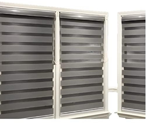 Funky Day and Night Blinds Zebra Roller Blinds Double Layer Fabric Curtains for Door blinds window Easy Fix with Installation Accessories | Drilling and No Drilling | Transparent and Opaque Shades