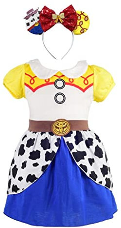 Lito Angels Deguisement Robe Enfant Fille avec Bandeau Cheveux, Anniversaire Fete Carnaval Cowgirl Costume Vetement Ete, Taille 7-8 ans (étiquette en tissu 150)