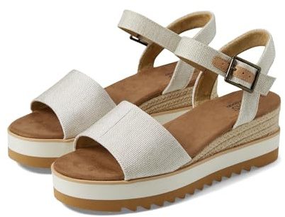 TOMS Women's Diana Sandal, Natural Wide Width Yarn Dye, 6