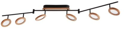 Lindby LED Deckenlampe dimmbar über Wandschalter, Deckenstrahler drehbar und schwenkbar Deckenleuchte Holz Deckenspot Wohnzimmerlampe Küchenlampe