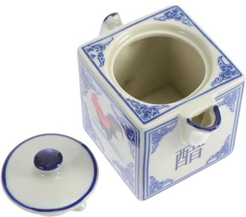 OUTFYT Hahn Schüssel Gewürzglas Flasche Set Tisch Chili Glas Sauce Essig Topf Retro nostalgische Reisschüssel Kleiner Löffel