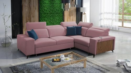 Best For Home | Ecksofa Benny II mit Schlaffunktion, Bettkasten & USB-Anschluss – L-Form Sofa mit Stauraum, Komfortschaum & Wellenfederung – Modernes Sofafür stilvolles Wohnen & erholsamen Schlaf