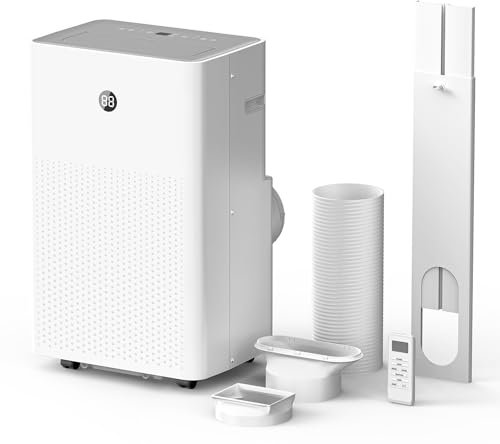 Air Conditioning Unit 14000 BTU, 4 in 1 Portable Air Conditioner with Cooler, Dehumidifier, Fan, Sleep Mode, LED Display, Remote Control, 24H Timer, 3 Speeds, Energy Saving for 550 sq ft Bedroom