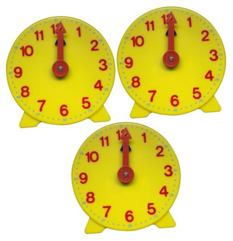TOYANDONA 3St Desktop-Runde Uhr kinderuhren Armbanduhr Kinder plastiktisch manifestieren kinderwatchuhr Modelle rund um die Uhr Desktop-Lehruhr Stechuhr Lernen Tischuhr klein Zeiger Schüler