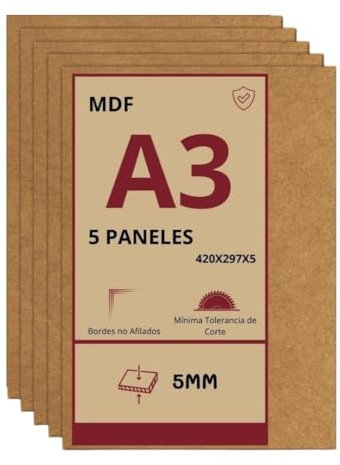 Paneles A3 MDF 5mm Tablero de mdf 420x297x5mm para Manualidades, Bricolaje, Bellas Artes