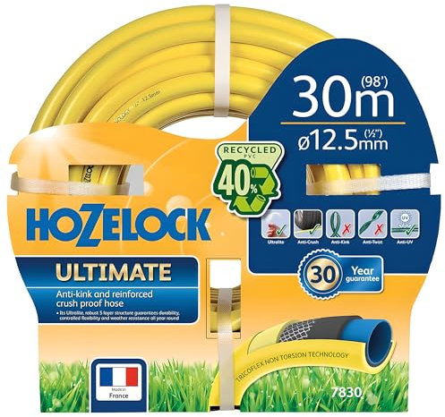 AMK® Hozelock Ultimate 30m Hose Kink Proof Resistant Flexible Irrigation Water Garden Gardening Plants Home Watering System