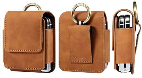 Handytasche Gürtel Kompatibel mit Samsung Galaxy Z Flip 6/5/4/3/Z Flip/Motorola RAZR 40 Hülle mit Clip, Leder Handyholster mit Gürtelschlaufe Gürteltasche Handyhülle für Huawei P50 Pocket/Pocket S