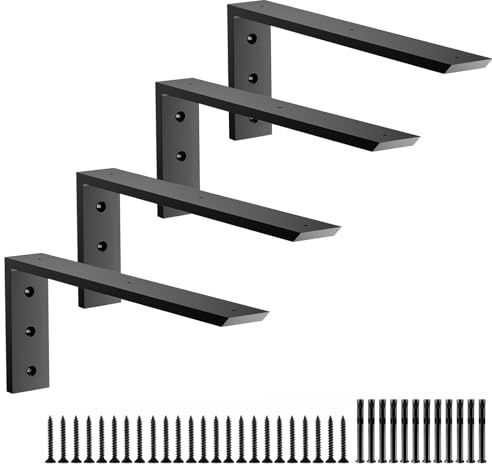 Hochwertige robuste Arbeitsplattenhalterungen, 35,6 cm, 4 Stück (0,6 cm dick), Granit-Arbeitsplattenstütze, 30,5 x 15,2 x 6,4 cm, Regal-L-Halterung, Metallkorbeln, geeignet für Quarz, Holz, Beton und