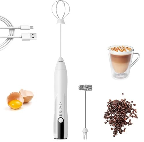 Handheld Blender For Coffee3-speed Adjustable Electric BlenderRechargeable Compact Blender(White)