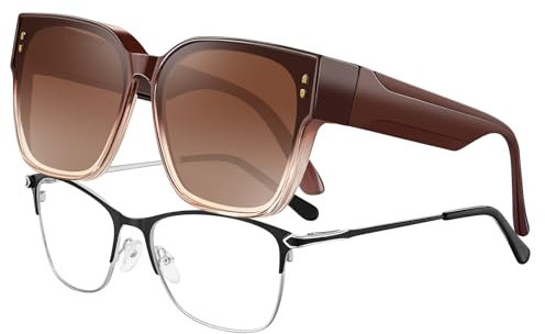 CARFIA Sonnenbrille für Brillenträger Herren Damen, Überzieh Sonnenbrille UV400 Polarisierte für Fahren CF7520