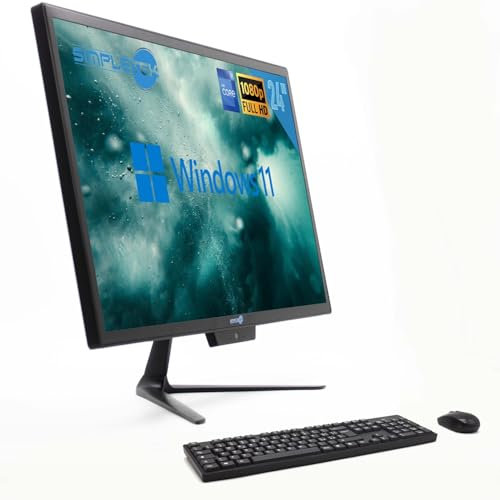 SIMPLETEK - All-In-One i7 24 4GB 960GB Full HD Windows 11 Pro con kit mouse e tastiera wireless | Wifi + Bluetooth | Webcam integrata