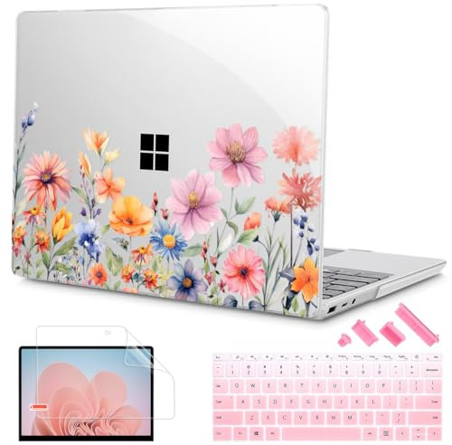 Mektron Surface Laptop Go 12.4 inch Case Compatible with Go 3/2/1 Microsoft Surface Laptop 12.4 Cover 2023-2020 Releases Model 1943/2013 Plastic Hard Shell Case with Screen Protector, Floral P165