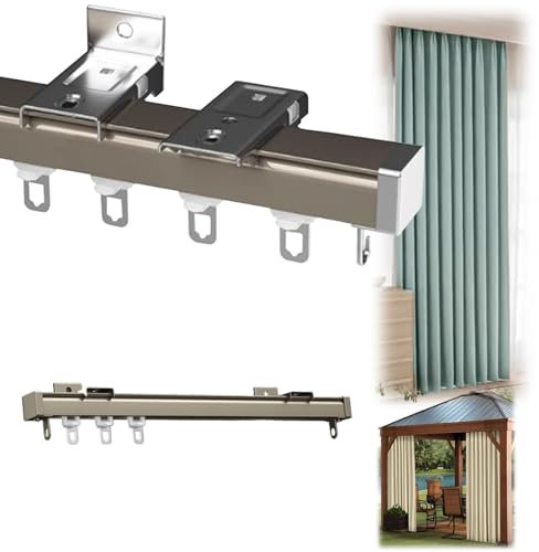 Deckenvorhangschiene, Deckenhalterung für Vorhangschiene mit Schienensystem, Raumteiler, für Duschvorhang, Wohnmobil-Vorhangschiene (Schwarz, 160 cm)