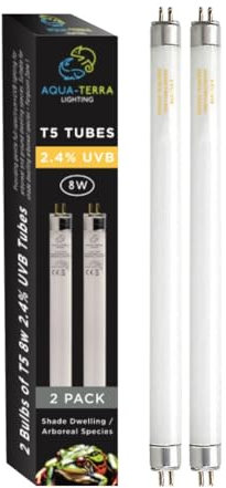 Aqua-Terra Lighting 2,4% UVB T5 Röhre 8 Watt Lampe Für Schattenwohnungen / Arboreal Arten in Furguson Zonen 1-2 8 W Glühbirne bietet Vollspektrum + UVB-Beleuchtung - Ersetzen Sie alle 12 Monate -