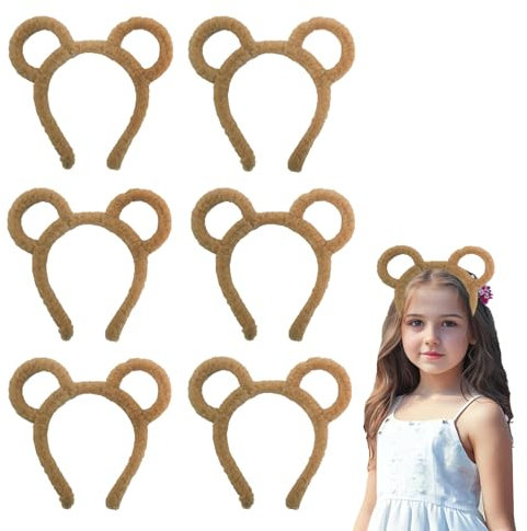 QSZHSL 6 Stück Bärenohr Stirnbänder, Niedliche Cartoon Ohr Stirnbänder, Süße Bärenohren Stirnband, Halloween Streifenhörnchen Haarband, Plüsch Haarreifen, für Maskerade Party Cosplay (6 Stück)