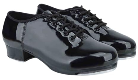 Kraftpaid Tap Dance Shoes,Chaussures de Claquettes Danse Femmes,Claquette Danse Chaussure Cuir Verni,Homme Chaussures Claquettes Danse,Economy Jazz Tap Shoes,pour la Pratique Quotidienne Danse