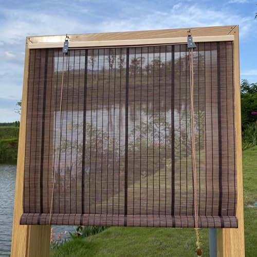 NIANXINN Innen Bambusrollos,Retro Bambus Raffrollo Sichtschutz Fenster Jalousien,Lichtfilter Belüftung Seitenzugrollo für Balkon,Terrasse,Anpassbar,Breite x Höhe (160cm x 250cm,Dark Brown)
