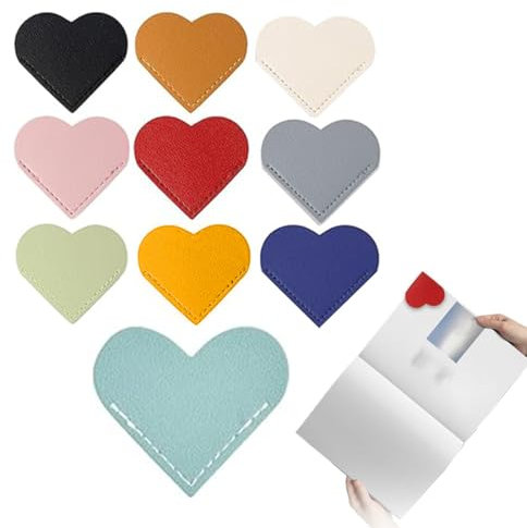 Leder Herz Lesezeichen Ecke Seite Buch Marks Seitenecke Lesezeichen Handgemachtes Buch lesen Geschenk für das Lesen Liebhaber 10 Stück,lesezeichen leder,personalisierte lesezeichen(10 Farben)