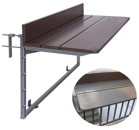 Bartisch for den Außenbereich, Balkon-Bartisch for Geländer, Balkontisch, höhenverstellbarer, kleiner, zusammenklappbarer, platzsparender Serviertisch, herunterklappbare Arbeitsplattenverlängerung for