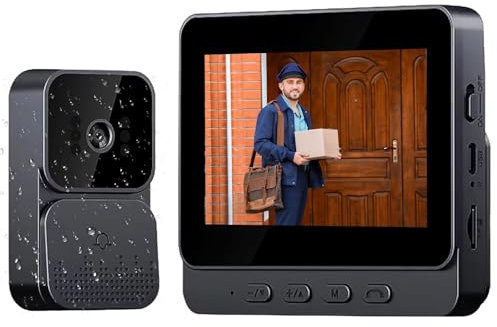 Agrdeed Campanello senza fili con fotocamera, schermo 4,3 pollici, IP65, videocitofono senza fili, angolo di visione 120°, Bluetooth Videocitofono, campanello senza Wi-Fi
