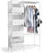 LEADZM Kleiderschrank offen, Kleiderständer freistehende Garderobe mit Kleiderstangen, Stoffablagen, 105 x 45 x 170 cm (Weiß, 105x45x170cm)
