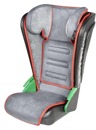 WALSER Auto Kindersitz Noemi, extra schmaler Reisekindersitz (3-8 Jahre) 100-135 cm, klappbare Sitzerhöhung Auto Kinder, ECE R129 Sitzerhöhung waschbar, Autositz Größe 57x46x22 cm Schwarz/Rot