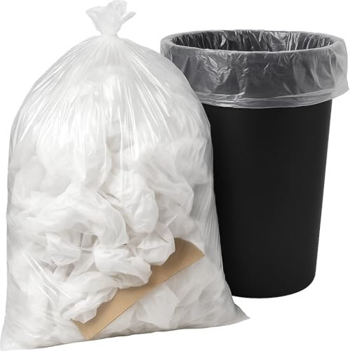 50 x Clear 90L Recycled Refuse Sacks Bin Liners | Strong Transparent Bin Bags for Rubbish, Waste & Recycling | 100% Recycled Plastic Garbage Bags 18x29x39