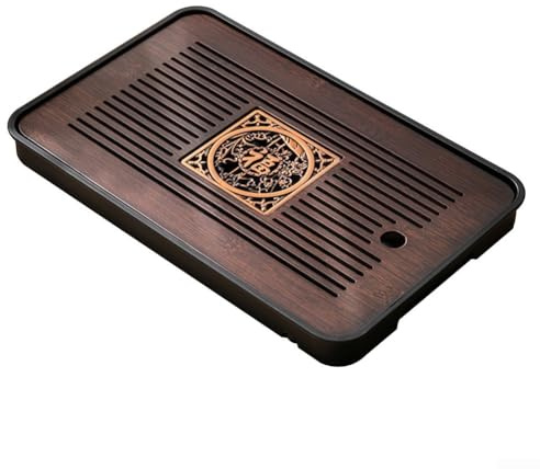 ZAMETTER Tea Trays Wooden Tea Serving Tray for TRADITIONAL Tea Service Board Chinese Drainage Water Storage Serving Trays Portable Chinese Gongfu Teas Table Home Wooden Teas Tray for Home Office(B)