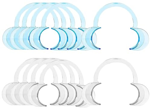 JDXun 10 Stück C-Form Mundöffner, Wangenhalter Mundwinkelhalter, Mundöffner Challenge, Mundstücke Ersatz Munddehner für Orale Untersuchung und Zahnaufhellung (5*Blau, 5*Transparent)