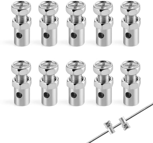 10 Pièces Cuivre Serre-Câble, Serre Cable Acier, Trou 2.5mm Serre Câble Universel, Adapté aux Pièces de Tracteur de Jardin de Scooter de Moto, Argent