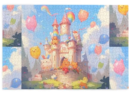 Puzzles1000 Teile YYHWHJDE Kleine Tiere im Schloss Bild Pädagogische Intellektuelle Holzpuzzles Lustige Puzzles Stressabbau Puzzles