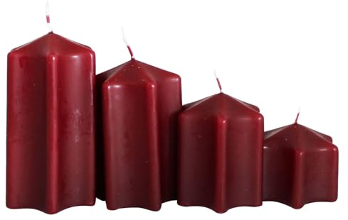 4er Set Ebersbacher Sternkerzen gestuft Bordeaux (Ø x H) ca. 60 x 60-110 mm (1 x 4 Stück)
