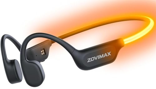 2026 Bone Conduction Headphones with Adjustable LED Safety Light, Open Ear Wireless Sports Headphones with Leak-Free Mic, IP67 Waterproof & Windproof Headsets with Bluetooth 6.0 Tech for Workout/Games