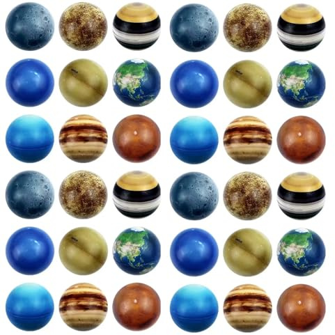 18 Stück Gummiball Planeten Kinder, 5cm Flummies Sonnensystem Acht Planeten für Kinderpartys, Flummi mit Dem Thema Weltraum Mitgesbel für Kindergeburtstag Gastgeschenke Belohnungen (Planet, 18)