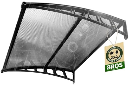 Vordach Haustür 240x100 cm Türvordach Aluminium & Polycarbonat – UV-, Regen- & Schneeschutz – Door Canopy Überdachung Eingang Balkon – Schwarz Transparent inkl. Montagematerial (Schwarz, 120x100)