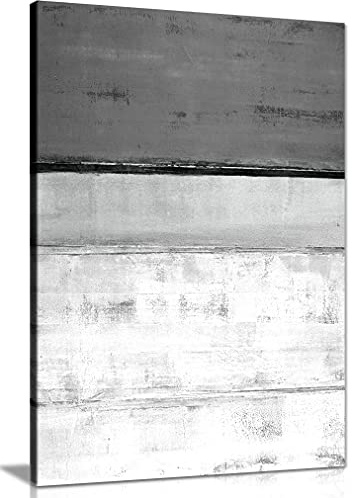 Grey White Abstract Portrait Painting Canvas Wall Art Picture Print (12x8)