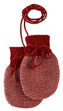 disana STRICK-HANDSCHUHE, 100% Bio-Merinowolle GOTS, IVN Best | mit gestrickter Kordel | Newborn Neugeborene Baby Unisex | Baby Erstausstattung | Made in Germany | Bordeaux-Rosé